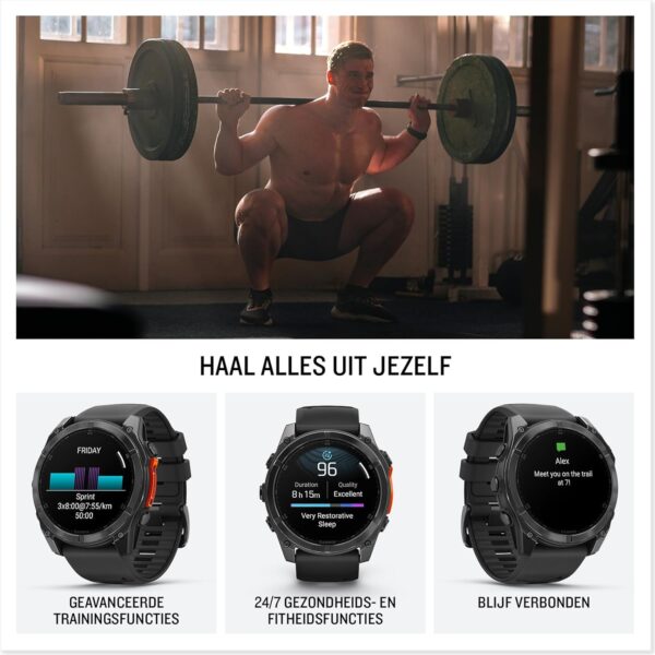 Garmin fēnix 8-51mm - AMOLED Multisport Smartwatch - 100+ sport-apps - LED Zaklamp - Microfoon en speaker - 10ATM Waterdicht - tot 29 dagen batterij - Donkergrijs/zwart